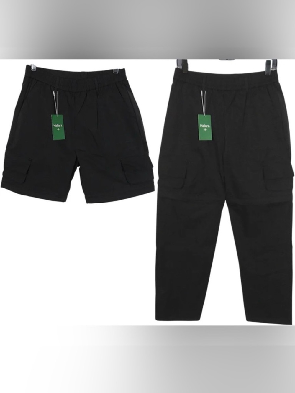 Halara Women's Converible Zip Off Leg Cargo Black Pants Into Shorts MED MSRP $67